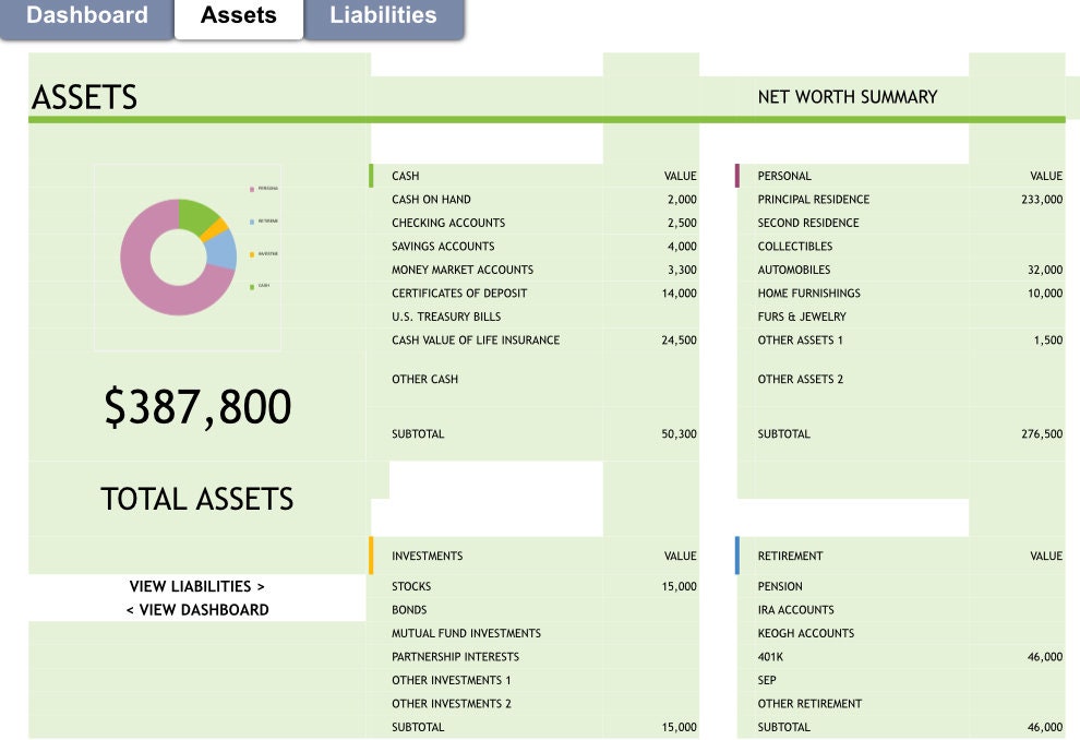 Graphical Net Worth Tracker - Etsy