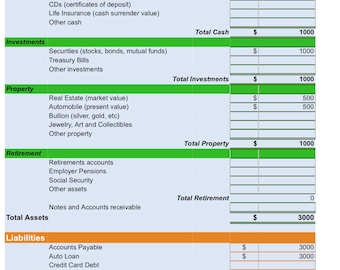 Net Worth Tracker, Net Worth Template, Networth Template, Networth ...