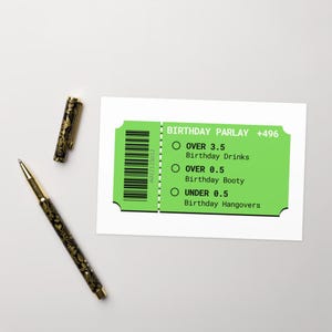 Cartão de aniversário Parlay - Encontre a perna da armadilha e ganhe muito - Cartão de felicitações com tema de jogo