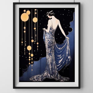 Elegant Art Nouveau Art Deco Wall Art Living Room Print Tradtional Art Deco Print Luxurious Vintage Art Glamour Illustration Home Decor Gift