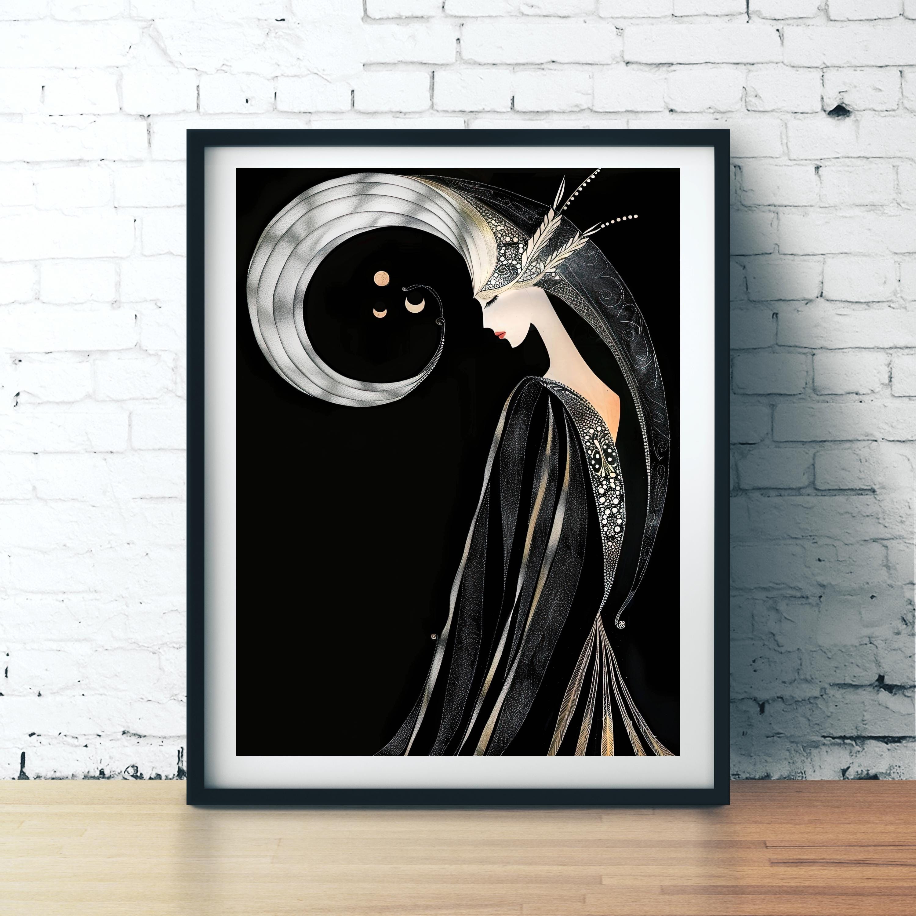 Erte Black White - Etsy