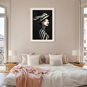 Art Deco Print Black White Fashion Magazine Illustration Vintage 1920s Style Artwork Wall Hanging Bedroom Accent Living Room Interior Design Modern Retro Poster Classic Era Inspired Timeless Gallery Quality Fine Art Paper Print Large Bold