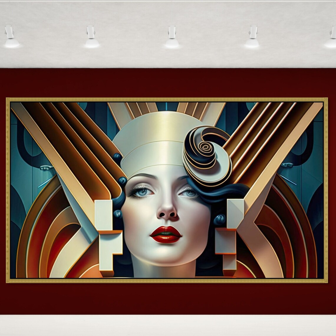 Digital Art Deco Print Art Deco Lady in Muted Colors Wall Art Art Deco
