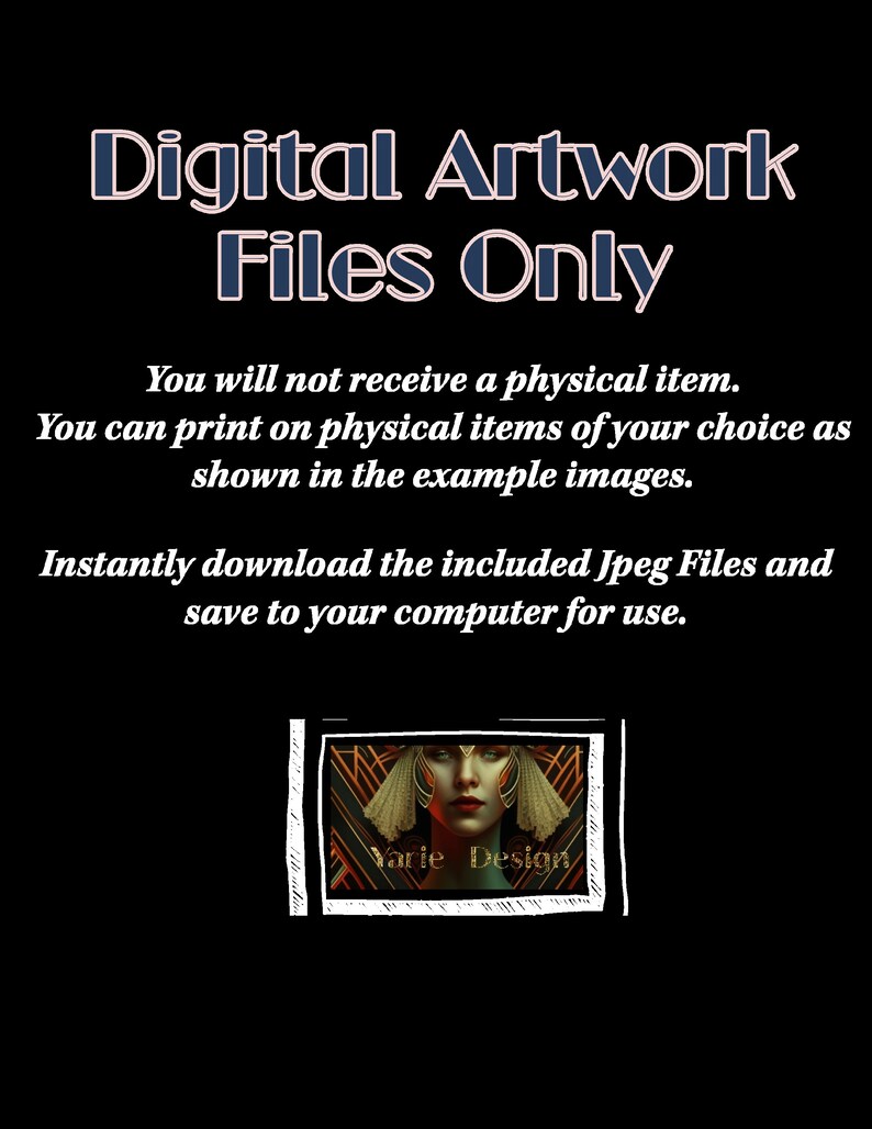 Digital Art Deco Print of Dancer in Gold & Silver Digital Wall Art 5