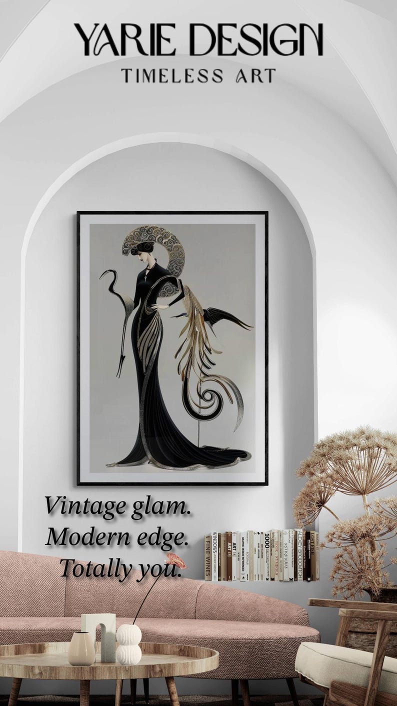 Affiche vintage noire et or, style Gatsby, sans cadre, motif géométrique classique des Années folles. Décoration intérieure esthétique et unique. image 17
