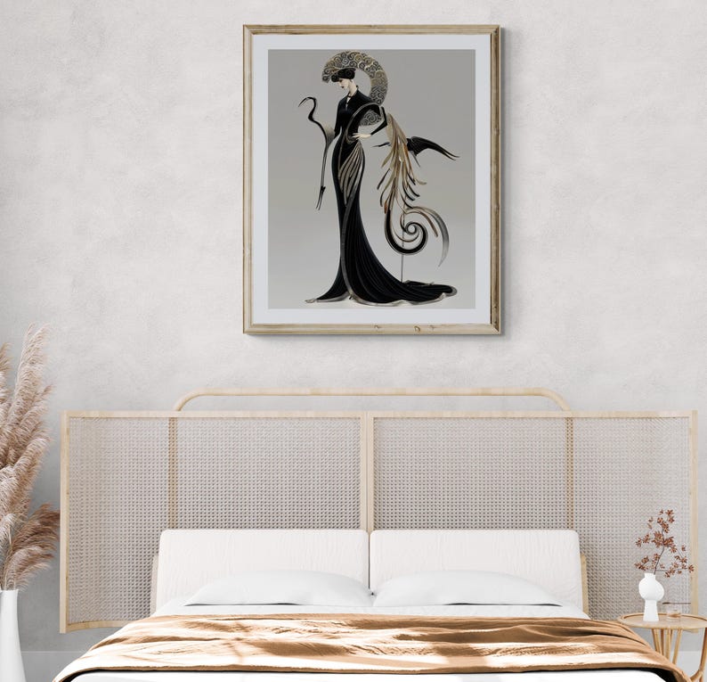 Classic Retro Wall Art Vintage Black Gold Print Gatsby Style Roaring Twenties Geometric Deco Pattern Design Antique Inspired Aesthetic Unframed Poster Interior Hanging Display Modern Home Styling Statement Piece Living Room Bedroom Office