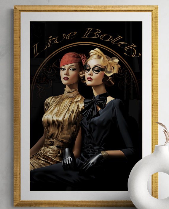 Fashion Wall Art Print Vintage Glamour Women Portrait Art Deco Dressing Room Decor Boutique Salon Artwork