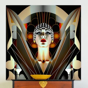 Instant Download Art Deco Print Cabaret Dancer Portrait Bold Colors Geometric Design Printable Wall Art Files Digital Collection Modern Vintage Style Home Styling Men Gift Unique Present Jazz Age Inspired Contemporary Flair High Resolution