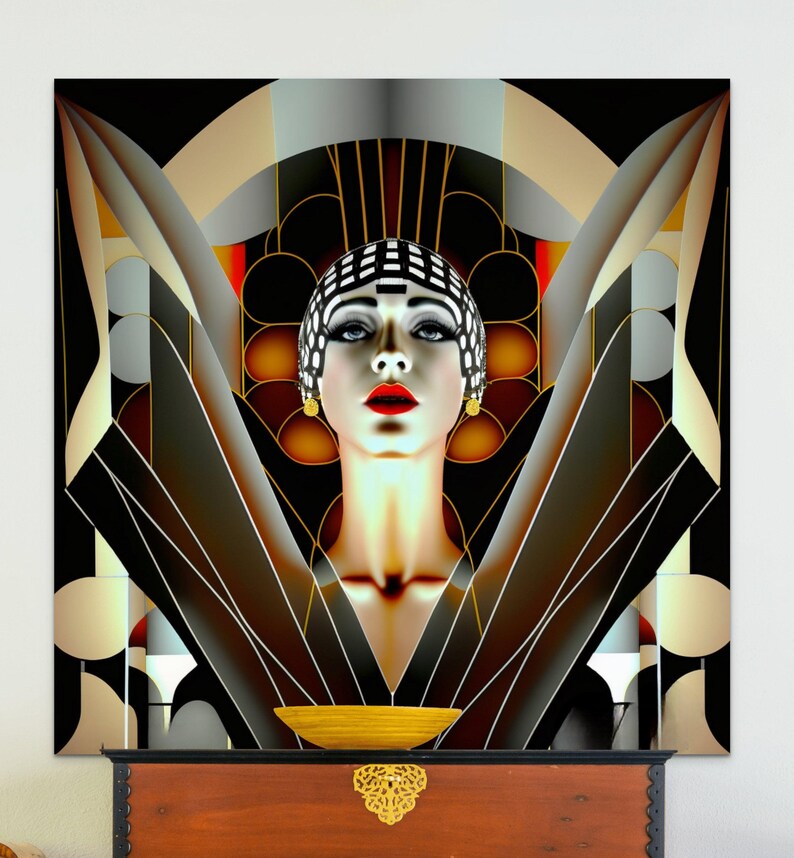 Instant Download Art Deco Print Cabaret Dancer Portrait Bold Colors Geometric Design Printable Wall Art Files Digital Collection Modern Vintage Style Home Styling Men Gift Unique Present Jazz Age Inspired Contemporary Flair High Resolution