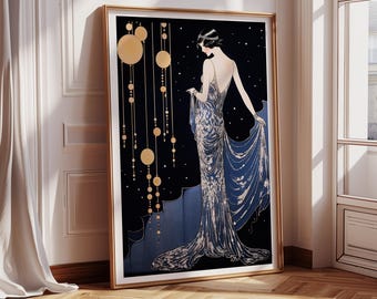 Elegant Art Nouveau Art Deco Wall Art Living Room Print Vintage Wall Print Glamour Home Illustration Gift Men Birthday Print Display