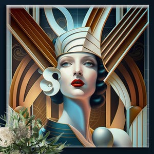 Muted Color Geometric Lady Portrait Art Deco Print Bold Modern Abstract Design Minimalist Wall Art Printable Digital Files Instant Download Contemporary Home Office Gift Feminine Figure Illustration Stylish Interior Artwork