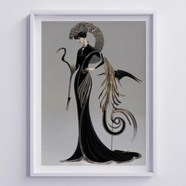 Affiche vintage noire et or, style Gatsby, sans cadre, motif géométrique classique des Années folles. Décoration intérieure esthétique et unique. image 20