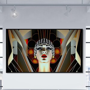 ポートレート 大胆な色彩 印刷可能 アールデコ プリント キャバレーダンサー プリント ウォールアート 印刷可能ファイル 即時ダウンロード 男性へのギフト 幾何学模様 画像 8