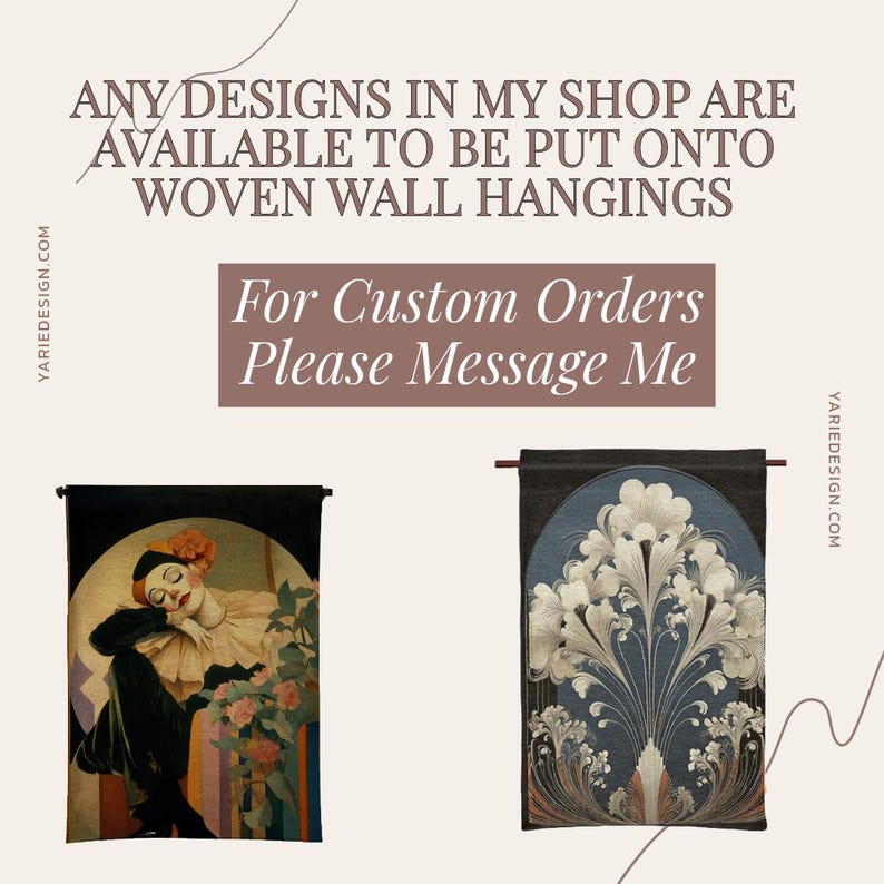 Artistic textile wall decor showcasing timeless Art Deco botanical illustration