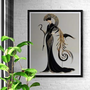 Art Deco Poster Unframed Vintage Black Gold Aesthetic Print Gatsby Era Roaring Twenties Geometric Design Pattern Classic Retro Style Wall Hanging Art Interior Styling Statement Piece Antique Inspired Display Modern Home Living Space Bedroom