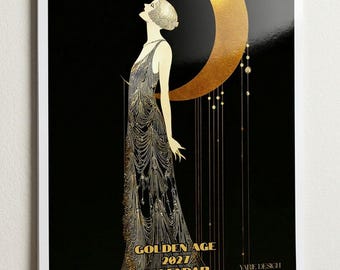 2027 Wall Calendar Art Deco Art Nouveau Monthly Calendar Vintage Glamour Illustrations Golden Age Decorative Office Calendar Art Lovers Gift