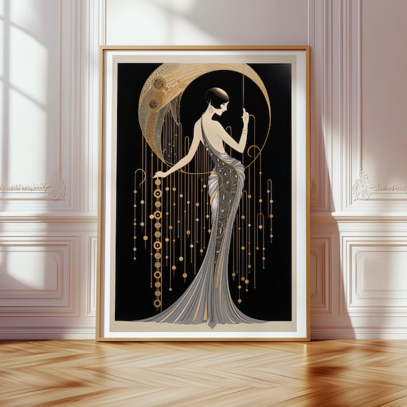 Art Deco 1920's Illustration Art Print Home Decor Prints Art Deco Lover  Vintage Style Large Prints Retro Modern Wall Art Gift Idea
