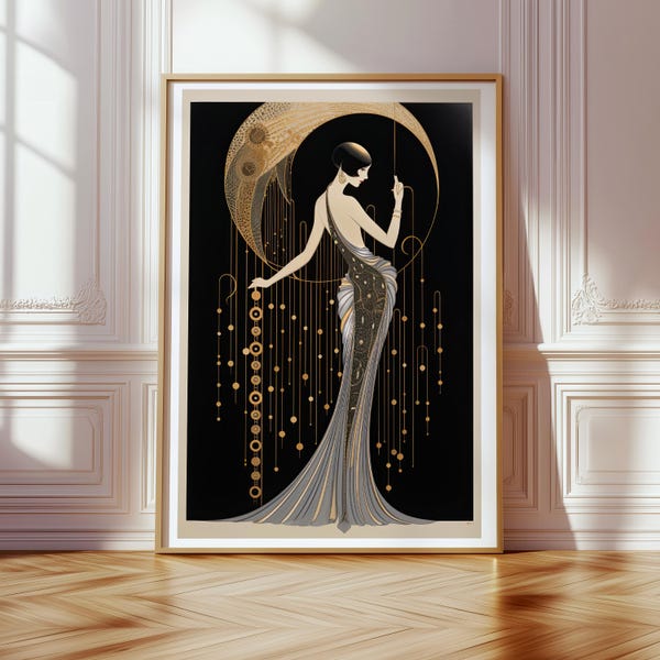 Illustration Art déco des années 1920 Impression d'art Décoration d'intérieur Impressions Amateurs d'art déco Style vintage Grands tirages Rétro moderne Art mural Idée cadeau