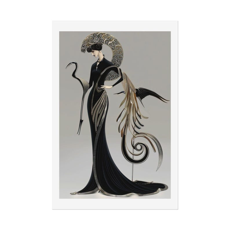 Affiche vintage noire et or, style Gatsby, sans cadre, motif géométrique classique des Années folles. Décoration intérieure esthétique et unique. image 11