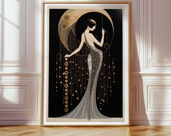 Art Deco 1920's Illustration Art Print Home Decor Prints Art Deco Lover  Vintage Style Large Prints Retro Modern Wall Art Gift Idea