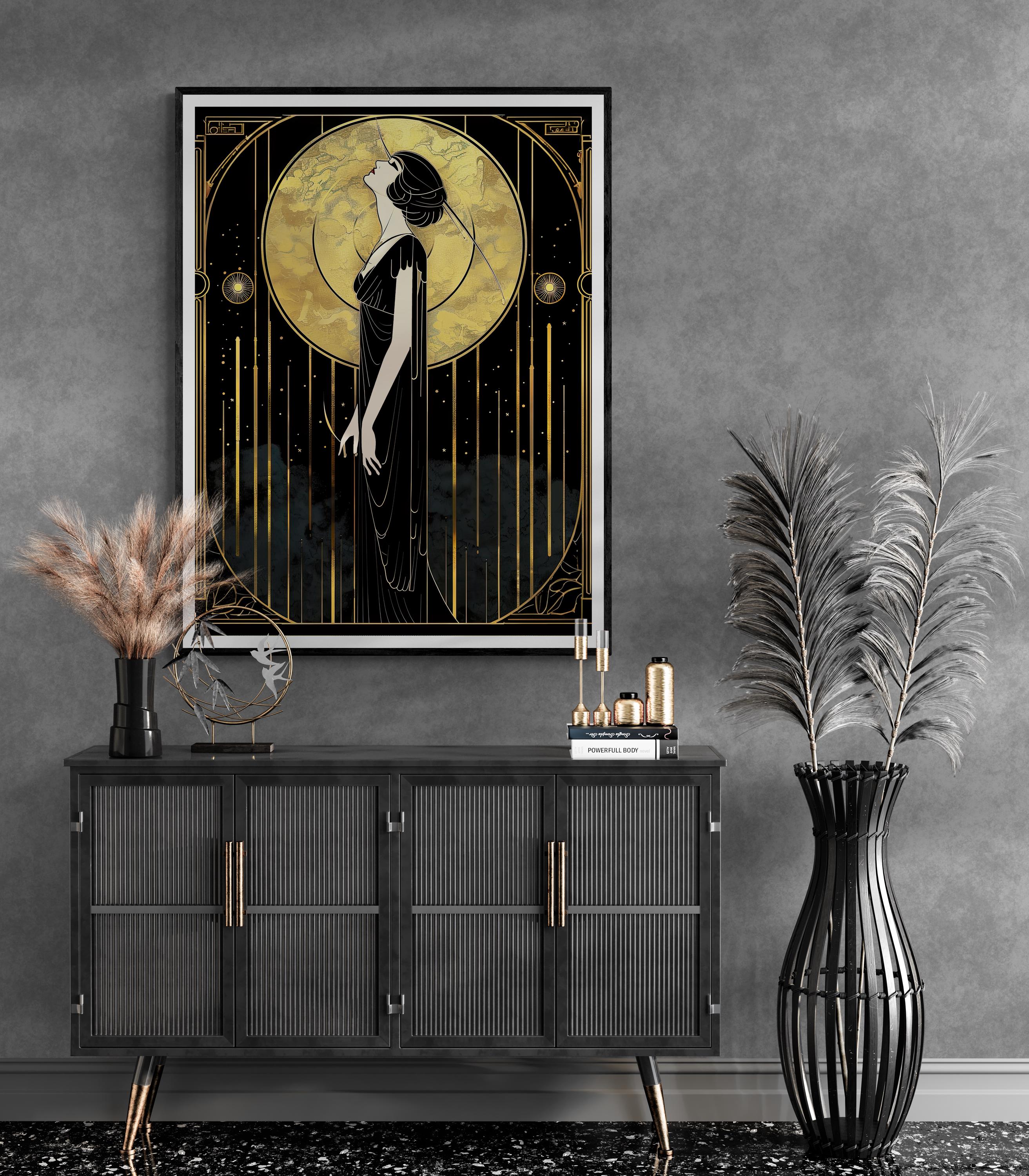 Statement Wall Art Art Deco Inspired Vintage Glamour Woman Print in ...