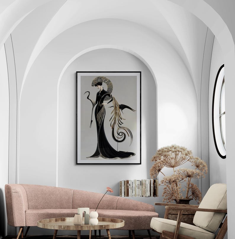 Affiche vintage noire et or, style Gatsby, sans cadre, motif géométrique classique des Années folles. Décoration intérieure esthétique et unique. image 19