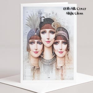 Blank Greeting Card Vintage Stationery Flapper Card 1920s Glamour Woman Portrait Art Deco Note Card Elegant Correspondence Roaring Twenties