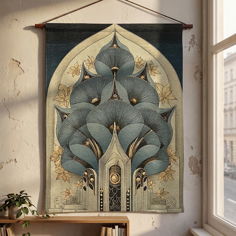 Neutral toned Art Deco wall hanging ideal for living room bedroom or entryway decor