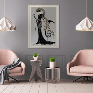 Geometric Pattern Wall Art Vintage Black Gold Print Roaring Twenties Gatsby Style Classic Art Deco Design Retro Aesthetic Unframed Poster Antique Inspired Interior Display Modern Home Styling Statement Piece Living Room Bedroom Office
