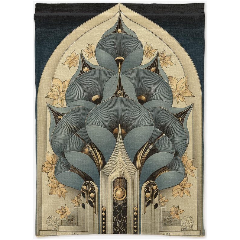 Ornate Textile Wall Art Botanical Wall Tapestry Elegant Art Nouveau Inspired Woven Hanging Vintage Style Home Decor Statement Wall Art image 8