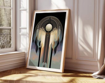 Geometric Art Deco Wall Art Art Nouveau Print Black Gold Abstract Figure Vintage Glamour Statement Artwork Sophisticated Home Interior Decor