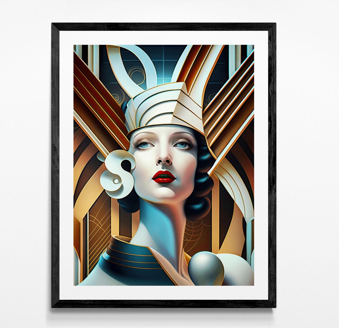 Geometric Home Decor Art Deco Wall Print Vintage Style Bronze Gold ...