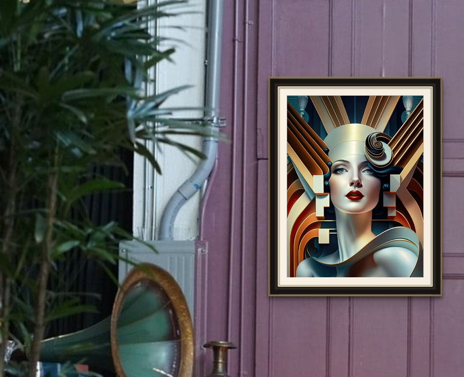 Digital Art Deco Print Art Deco Lady in Muted Colors Wall Art Art Deco ...