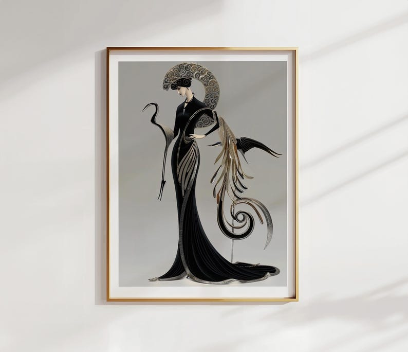 Affiche vintage noire et or, style Gatsby, sans cadre, motif géométrique classique des Années folles. Décoration intérieure esthétique et unique. image 5