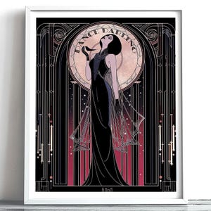 Inspired Art Deco Print Black Gold Illustration 1930s Magazine Style Theater Artwork Vintage Wall Poster Retro Botanical Drawing Elegant