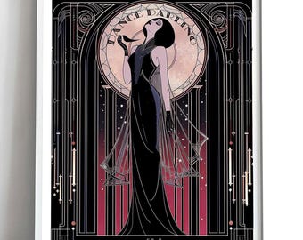 Inspiré de l'illustration Art déco noir or des années 1930 Magazine Style théâtre oeuvre d'art vintage affiche murale dessin botanique rétro élégant