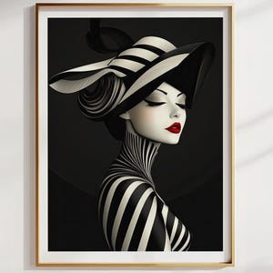Art Deco Print Black White Fashion Magazine Illustration Vintage 1920s Style Artwork Wall Hanging Bedroom Accent Living Room Interior Design Modern Retro Poster Classic Era Inspired Timeless Gallery Quality Fine Art Paper Print Large Bold