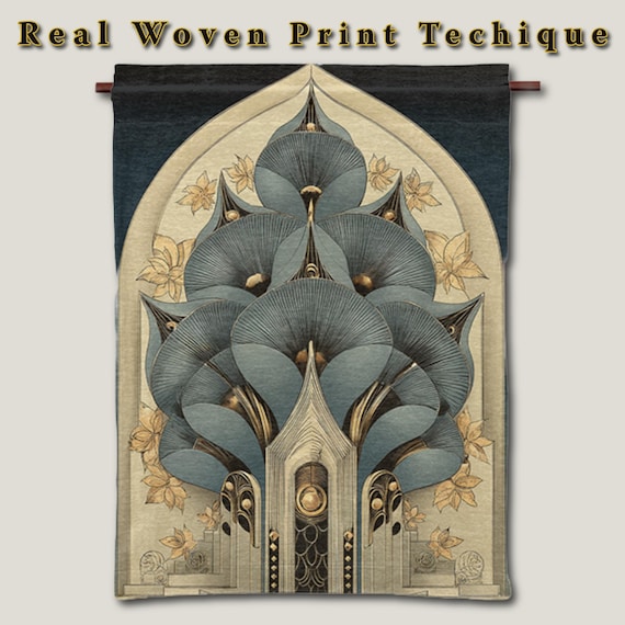 Art Deco Botanical Wall Tapestry Elegant Art Nouveau Inspired Textile Hanging Luxury Vintage Style Home Decor Statement Wall Art