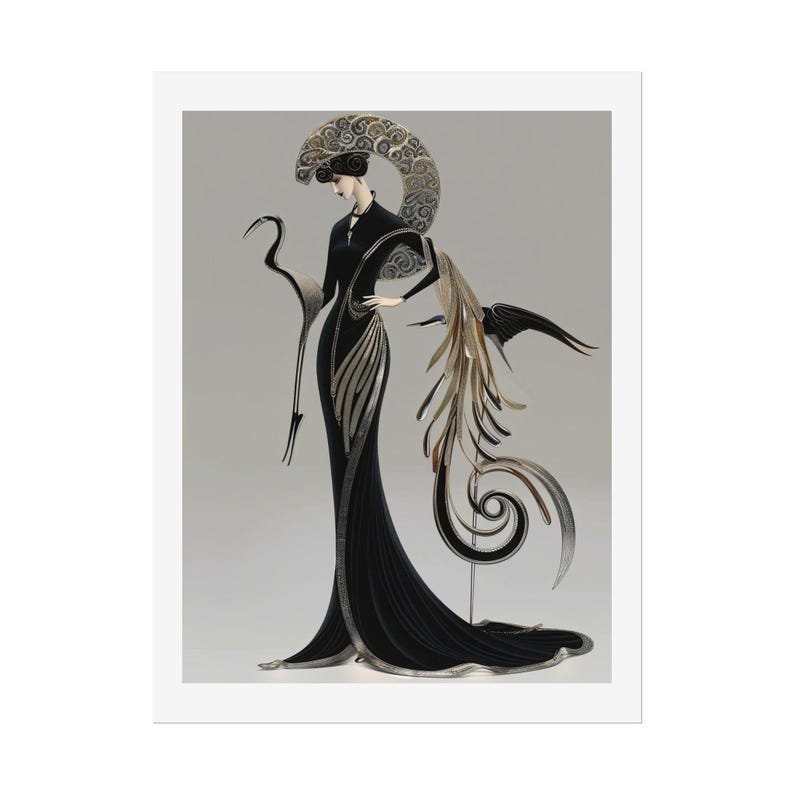 Affiche vintage noire et or, style Gatsby, sans cadre, motif géométrique classique des Années folles. Décoration intérieure esthétique et unique. image 15