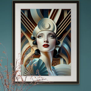 Art Deco Print of Beautiful 1920's Woman | Home Decor | Wall Art printed on Museum Quality Art Paper Semi-gloss (180gsm) or Matte (200gsm)