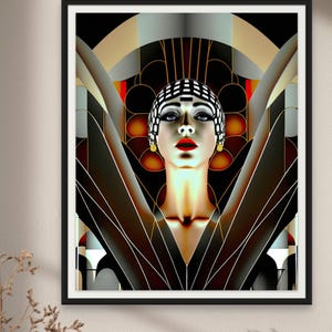 Art Deco Portrait Cabaret Dancer Print Bold Colors Geometric Shapes Modern Wall Art Printable Files Instant Download Digital Art Collection Vintage Style Contemporary Flair Home Styling Essential Men Gift Unique Present Jazz Age Inspired