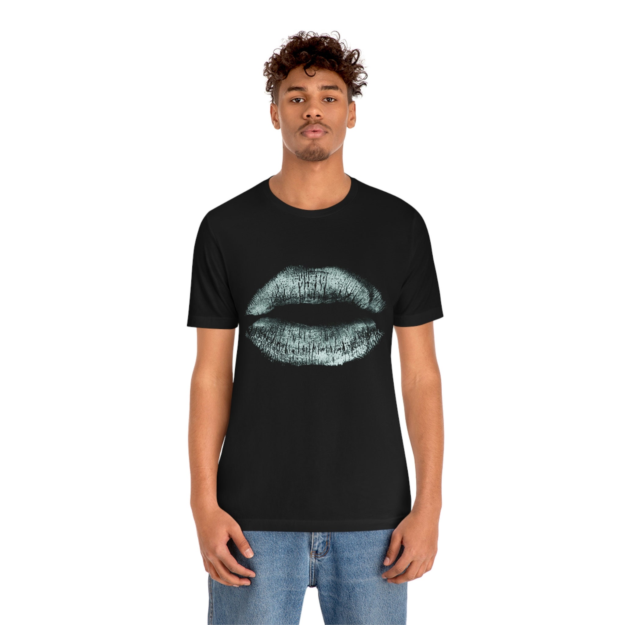 Read My Lips Cotton T-shirt - Teal/black | Unisex Lip Print