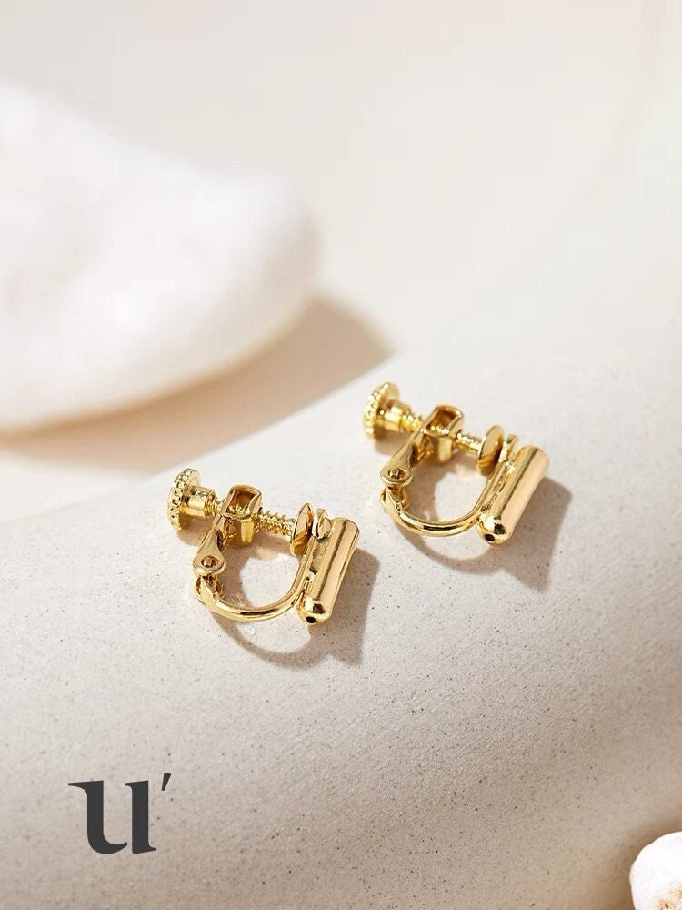2 Pairs White, Clear Zircon Earring Converters, Invisible Clips Convert  Earring to Clip, Adapters. 