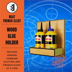 French Cleat Wood Glue Holder – Laser Cutting Plans | DXF SVG LightBurn | DIY Workshop Storage Organizer