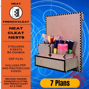 French Cleat Nest Plans | Modular DXF Bundle for Small Tool And Consumables Storage | 84 Configurations – Laser-Ready Neat Cleat System