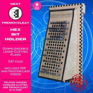French Cleat Hex Bit Organizer | DIY Laser Cut Storage for Drill & Driver Bits | Digital Files for Instant Download