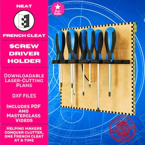 French Cleat Screwdriver Organizer: Effortless DIY Laser Cut Modular Wall Storage Solution for a Neat & Tidy Workshop or Garage