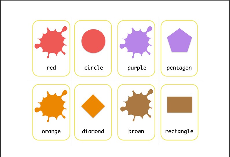 Shape and Colour Flash Cards Homeschool Printable Preschool - Etsy