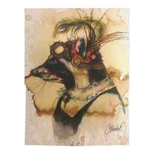 Baby Swaddle Blanket - Roxie Raccoon Steampunk Coffee and Watercolor Artwork