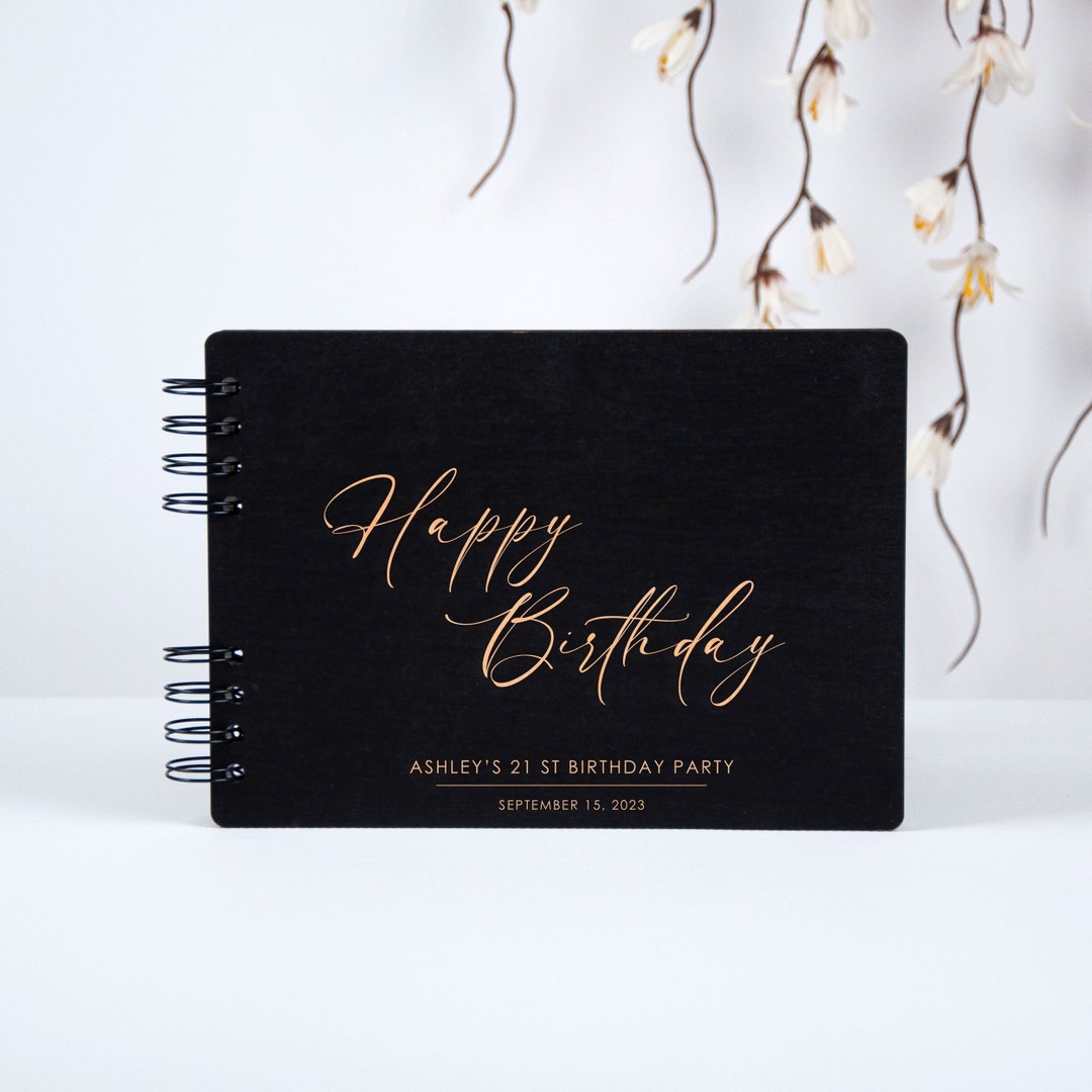 Birthday Guest Book Minimalist Birthday Sign in Book Wooden Etsy